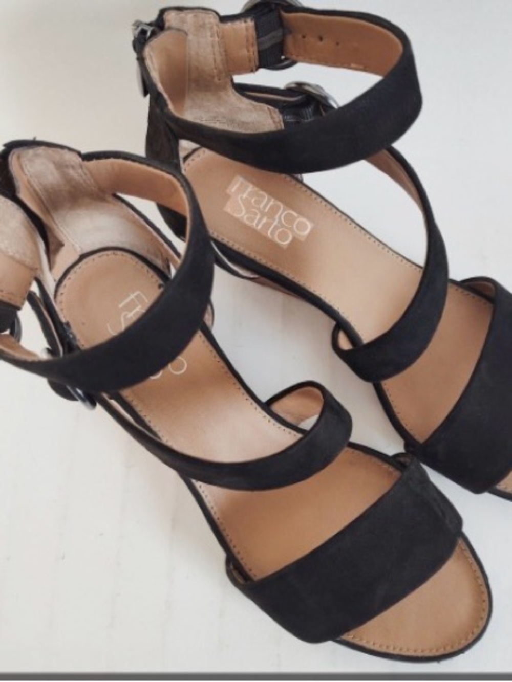 Franco Sarto Derek Black Open-Toe Ankle Strap Sandals